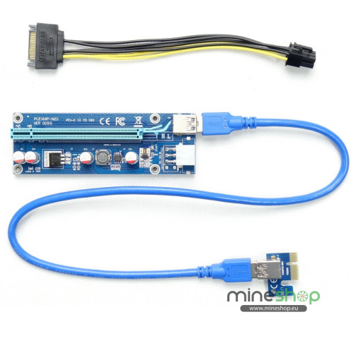 PCI-E 1x to 16x Powered USB 3.0 Extender Riser Adapter Card version 009S - Image 2
